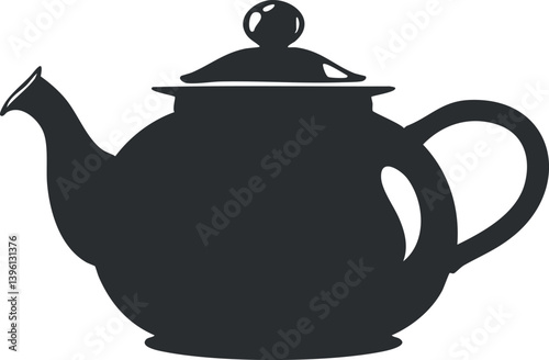 A black silhouette of a classic teapot, perfect for tea lovers and kitchen decor.