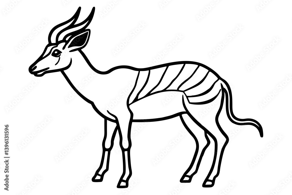 Obraz premium antelope silhouette line art vector illustration