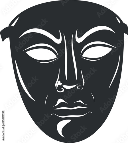 An artistic representation of a mask showcasing a unique and abstract face design.