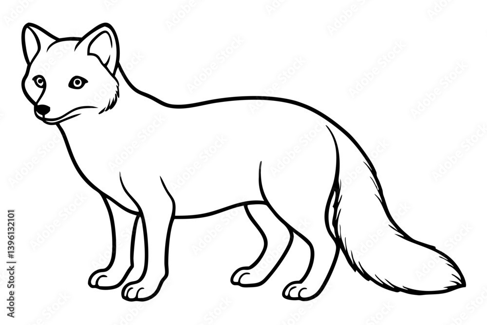Fototapeta premium arctic fox silhouette line art vector illustration