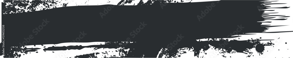 A bold black paint splash brushstroke isolated on a white background for creative designs. A bold black paint splash brushstroke isolated on a white background for creative designs.