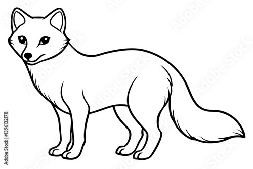 arctic fox silhouette line art vector illustration