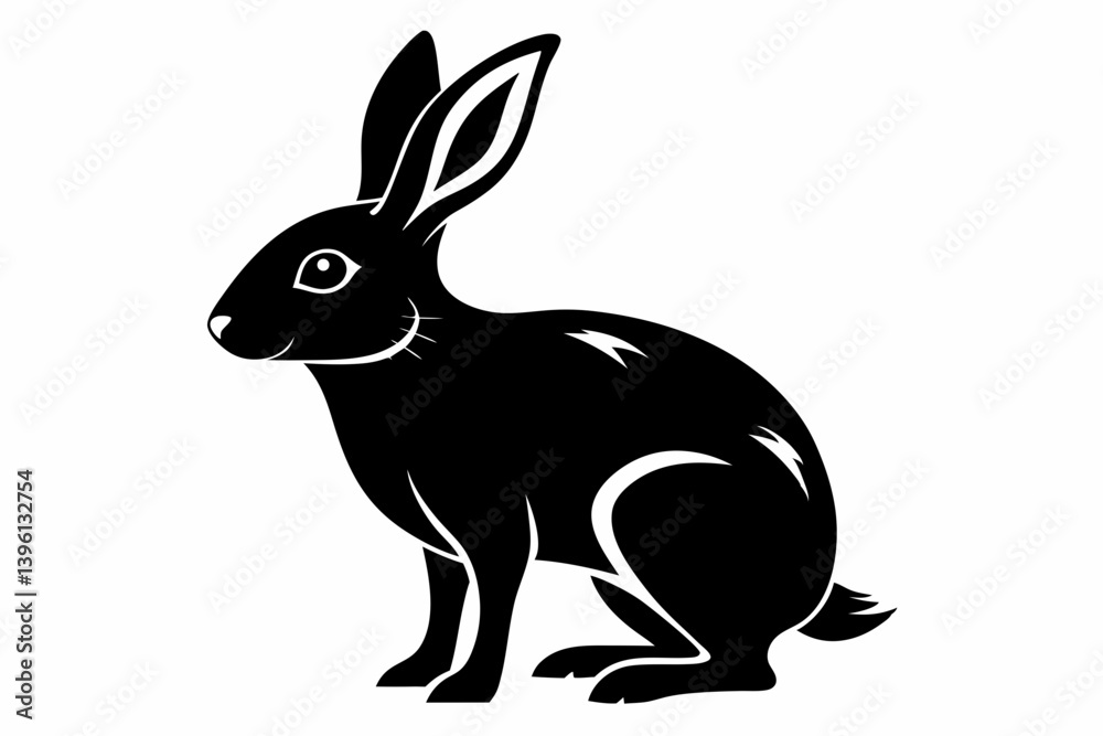 Obraz premium arctic hare silhouette line art vector illustration