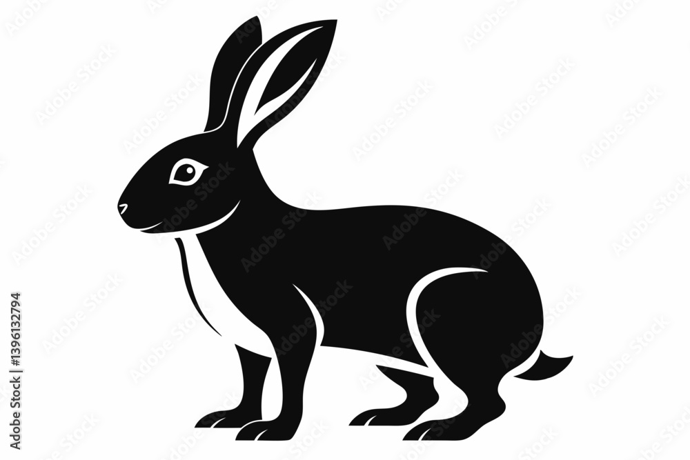 Obraz premium arctic hare silhouette line art vector illustration