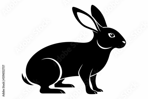 arctic hare silhouette line art vector illustration