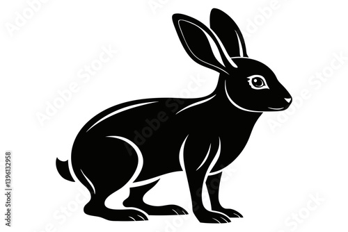 arctic hare silhouette line art vector illustration