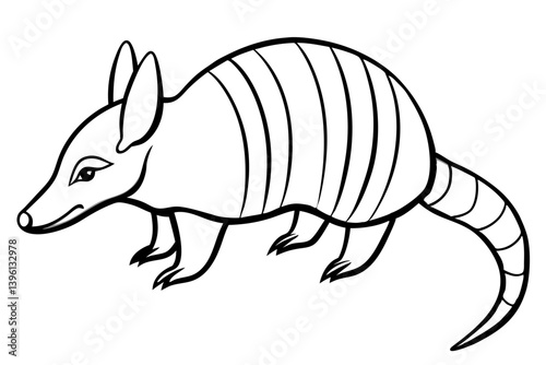 armadillo silhouette line art vector illustration