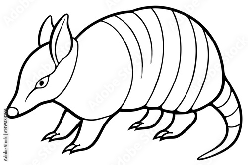 armadillo silhouette line art vector illustration