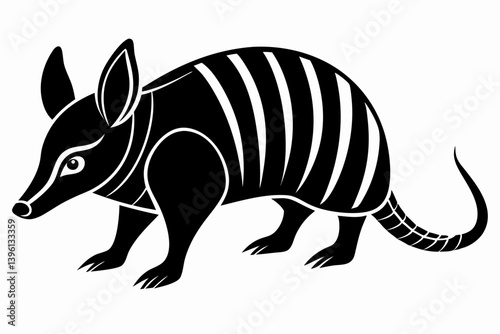 armadillo silhouette line art vector illustration