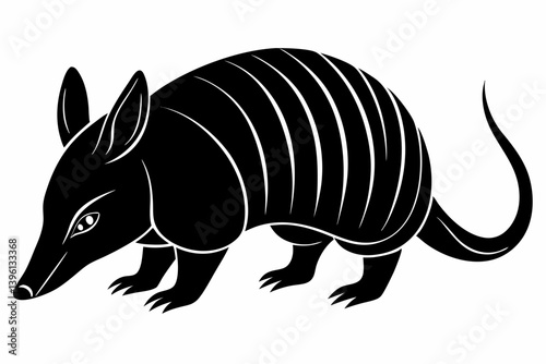 armadillo silhouette line art vector illustration