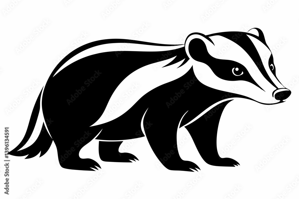 Fototapeta premium badger silhouette line art vector illustration