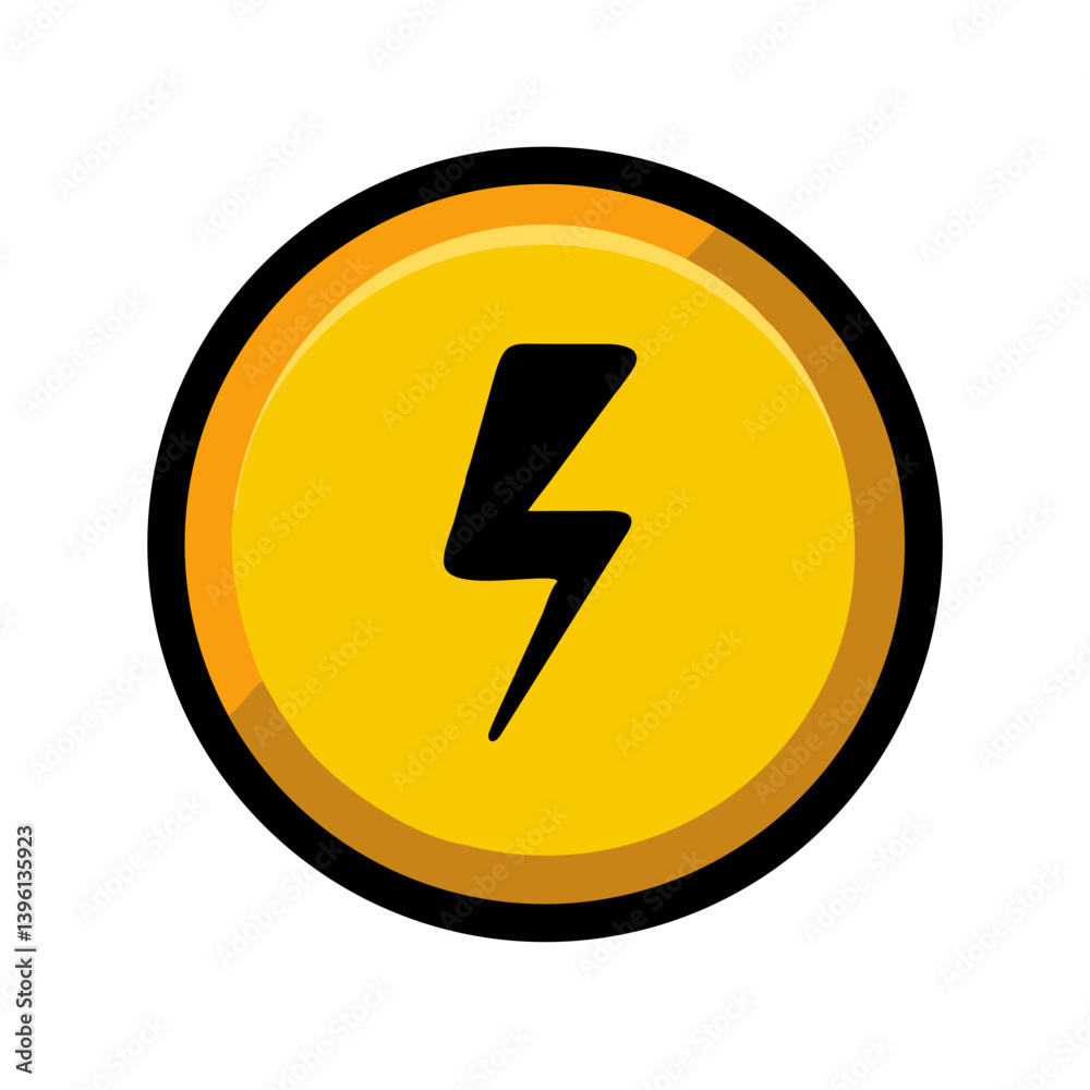 Thunderbolt Icon Symbolizing Energy on Yellow Background Thunderbolt Icon Symbolizing Energy on Yellow Background