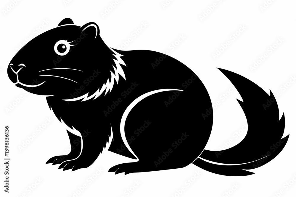 Fototapeta premium beaver silhouette line art vector illustration