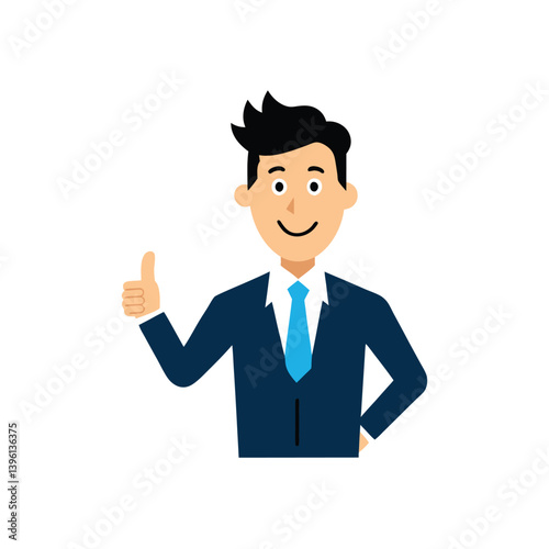 Successful Businessman Gesturing Thumbs Up Doodle