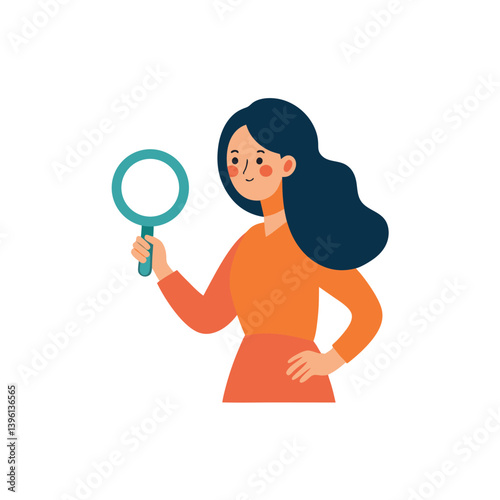 Pensive Girl Lost in Thought Vector Design