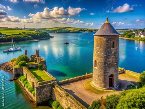 Milford Haven, Pembrokeshire, Wales - Ancient Round Tower and Coastal Landscape