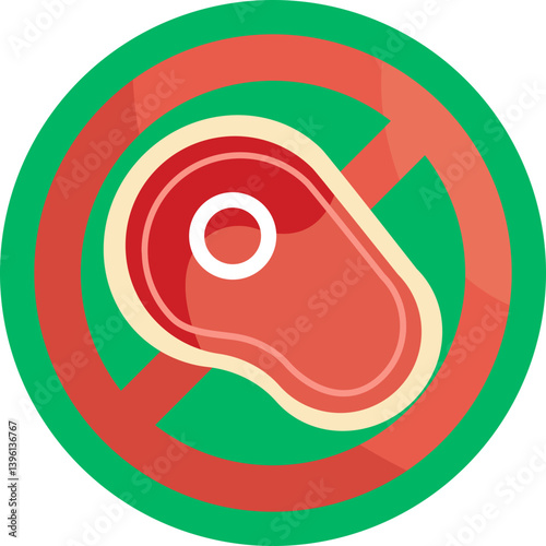 Indicates the absence of meat in food or products, suitable for vegan diets.