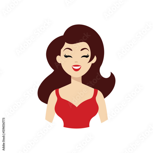 Winking Woman Flirty Expression Vector Clipart