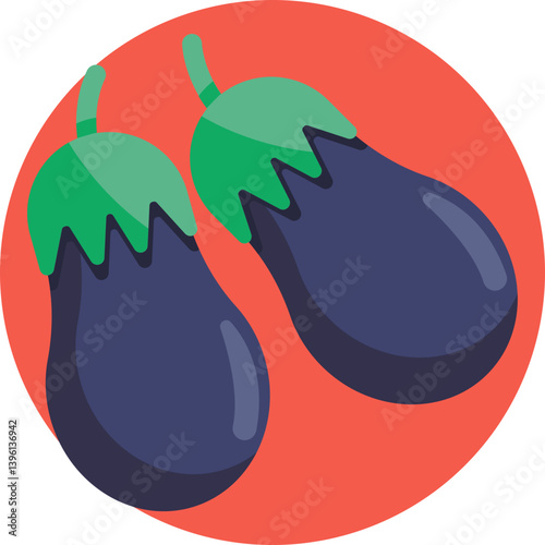 A purple, elongated vegetable, popular in vegan cooking for its versatility.