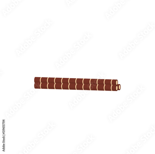 Rolled wafer sticks. Crispy dessert, sugar snack. Vector illustration
