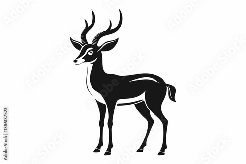 blackbuck silhouette line art vector illustration