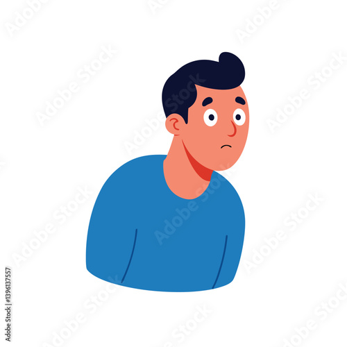 Scared Man Looking Over Shoulder Doodle Style Art