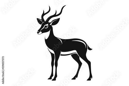 blackbuck silhouette line art vector illustration