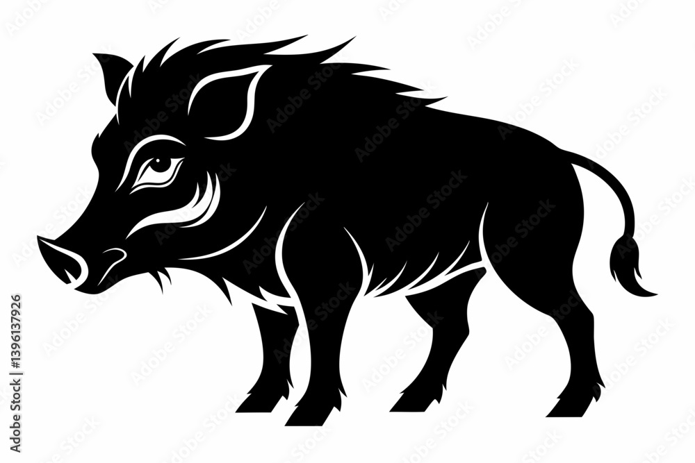 Fototapeta premium boar silhouette line art vector illustration
