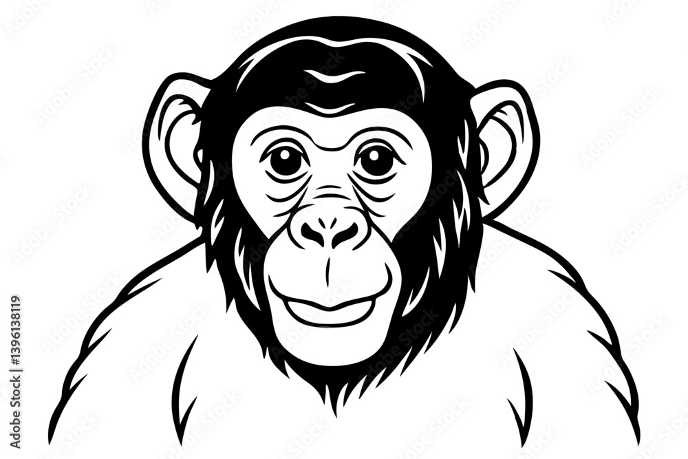 Fototapeta premium bonobo silhouette line art vector illustration