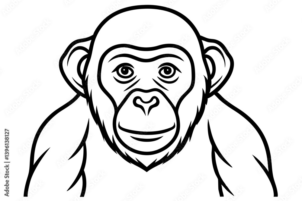 Fototapeta premium bonobo silhouette line art vector illustration