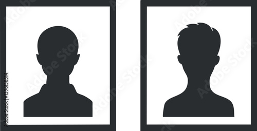 Two silhouetted portraits in frames representing male and female faces in a minimalist style.