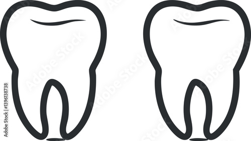 Illustration of two cartoon-style teeth emphasizing dental health and hygiene concepts.
