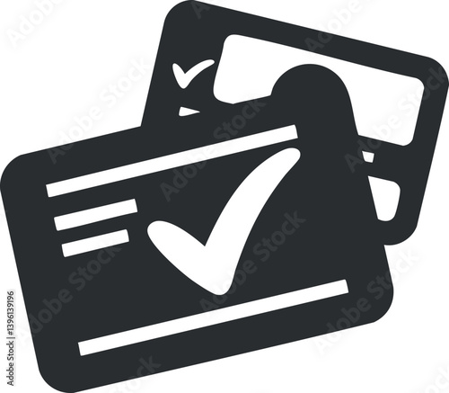 Illustration of credit cards with a check mark symbolizing successful payment processing and approval.