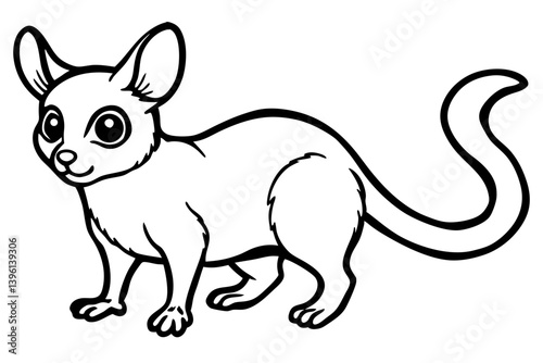 bushbaby silhouette line art vector illustration