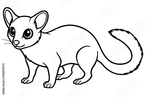 bushbaby silhouette line art vector illustration