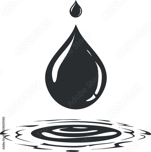 A stylized water drop icon creating ripples on the surface, symbolizing purity and nature.