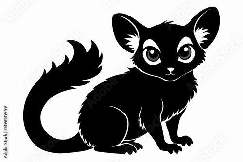 bushbaby silhouette line art vector illustration