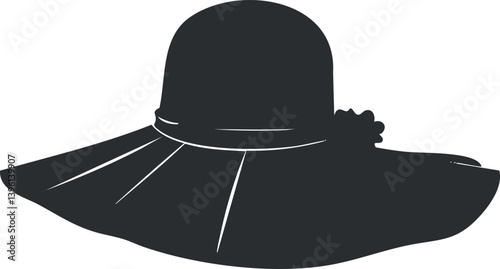 A stylish wide-brim hat silhouette perfect for summer fashion and sun protection.