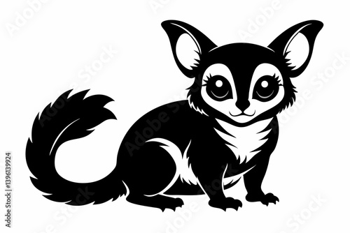 bushbaby silhouette line art vector illustration