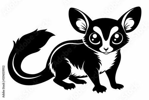 bushbaby silhouette line art vector illustration