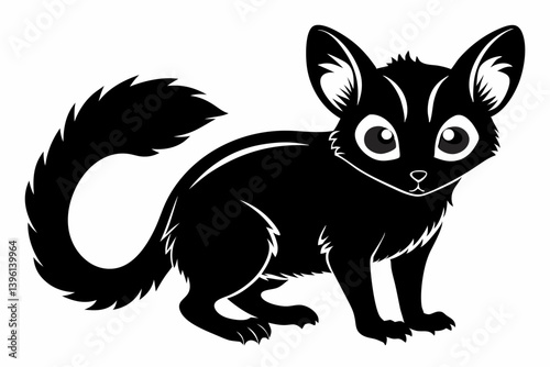 bushbaby silhouette line art vector illustration