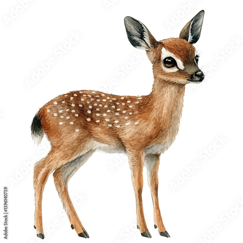 Klipspringer, watercolor illustration, isolated on a white background.

