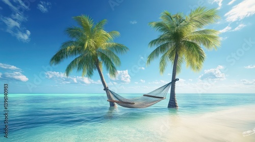 Tropical beach hammock scene