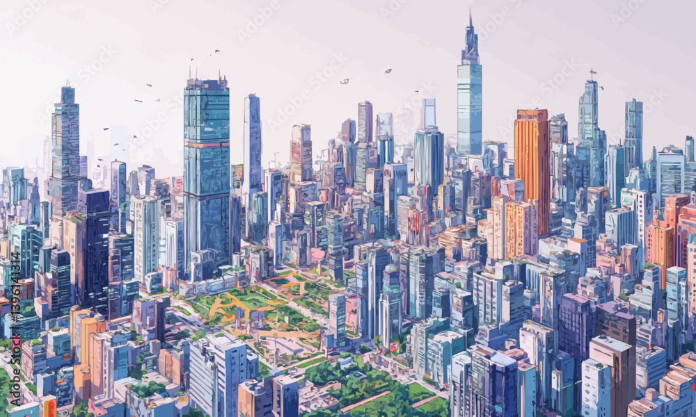 Obraz premium AI city landscape generated illustrations