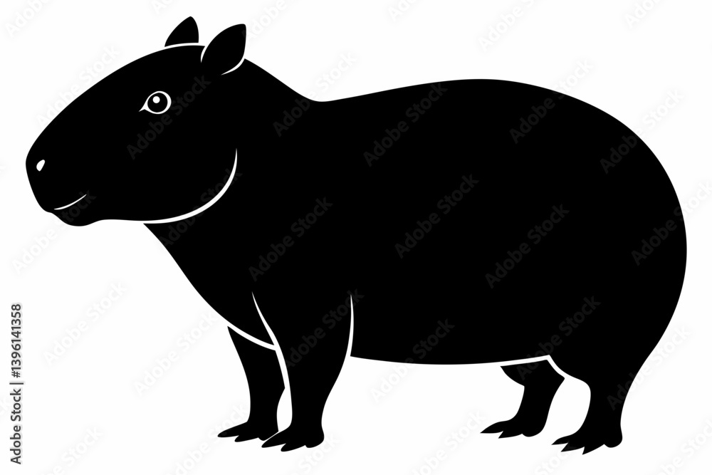 Obraz premium capybara silhouette line art vector illustration
