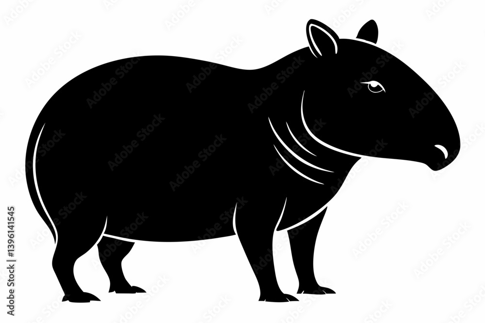 Obraz premium capybara silhouette line art vector illustration