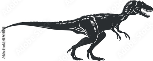 A black silhouette illustration of a dinosaur raptor showcasing its fierce and agile form.