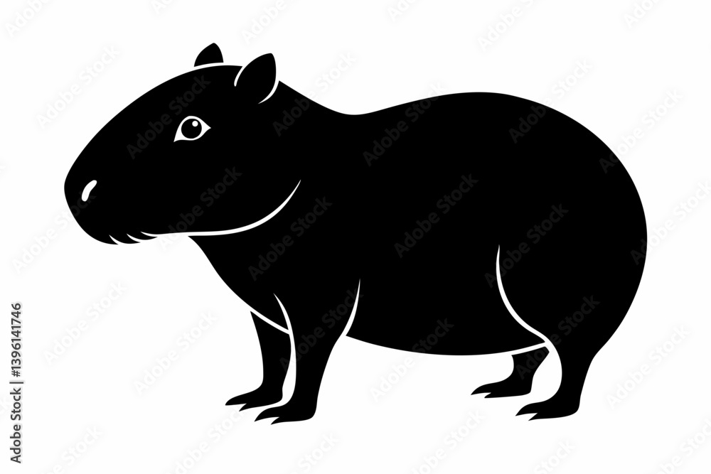 Obraz premium capybara silhouette line art vector illustration