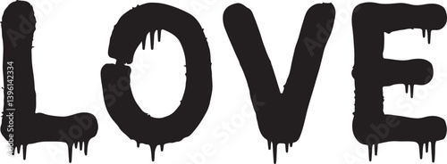 graffiti love word sprayed in black over white