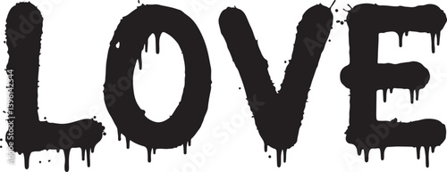 graffiti love word sprayed in black over white